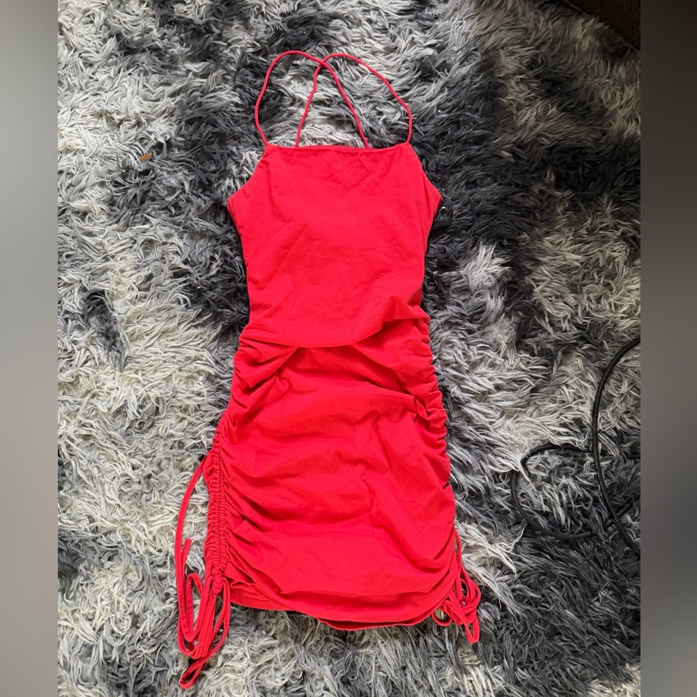 SHEIN Red Ruched Bodycon Dress